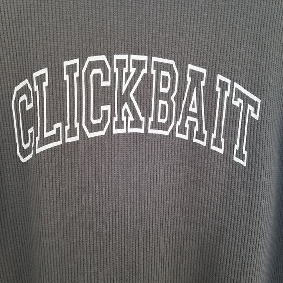 Men's Fan Joy Waffle Texture Long Sleeve T-Shirt Gray Clickbait Size 2XL - Picture 2 of 7